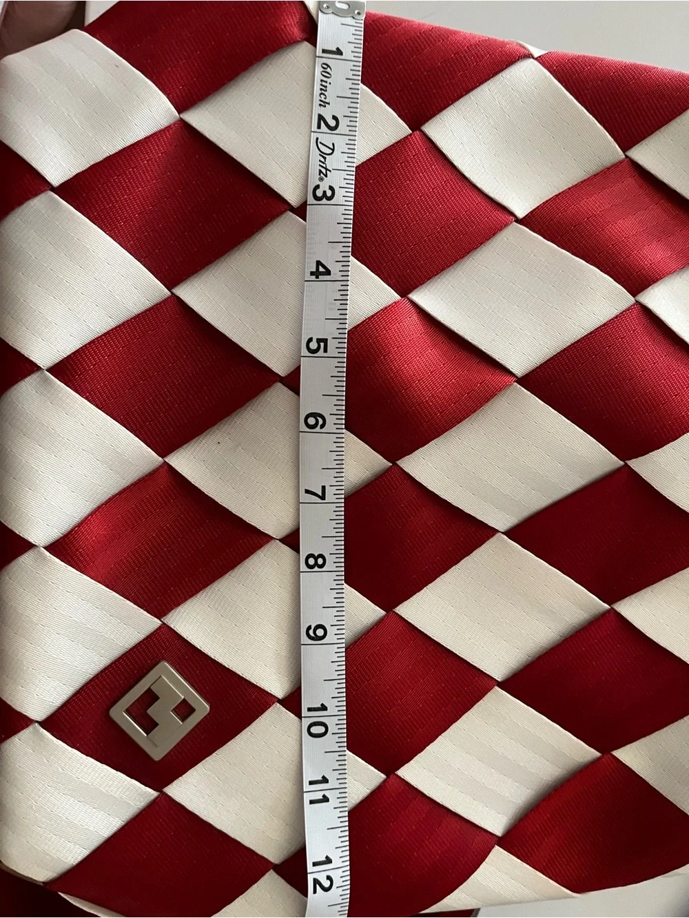 Maggie Bags Red & White woven seatbelts. Backpack purse - Picture 5 of 6